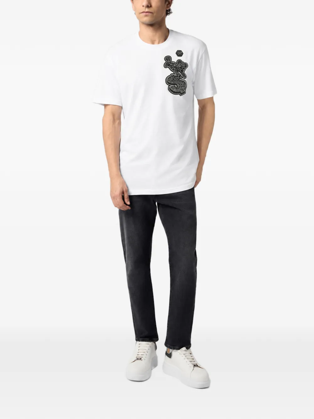 Philipp Plein Teddy T-shirt met studs Wit