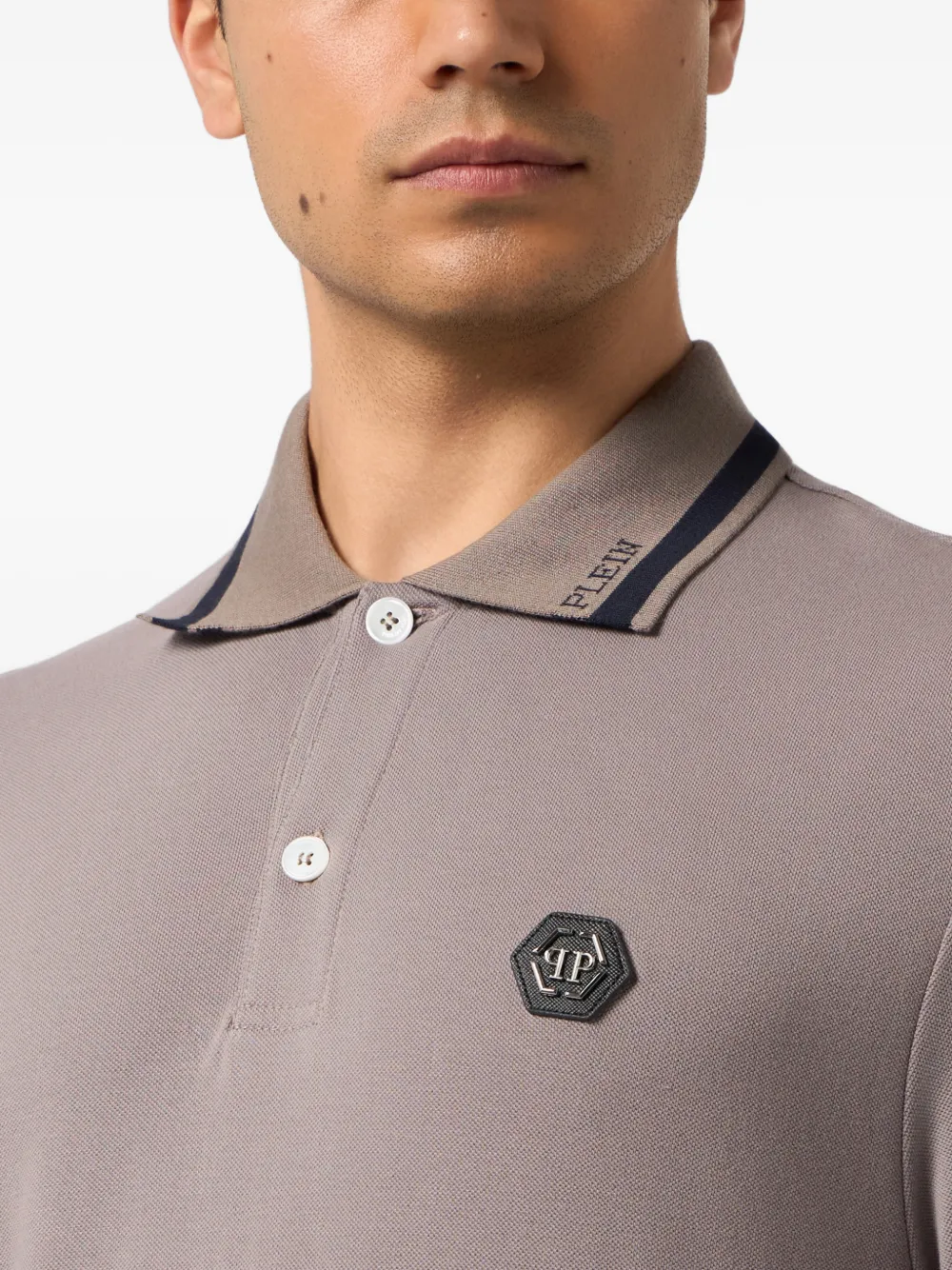 Philipp Plein Poloshirt met logoplakkaat Beige