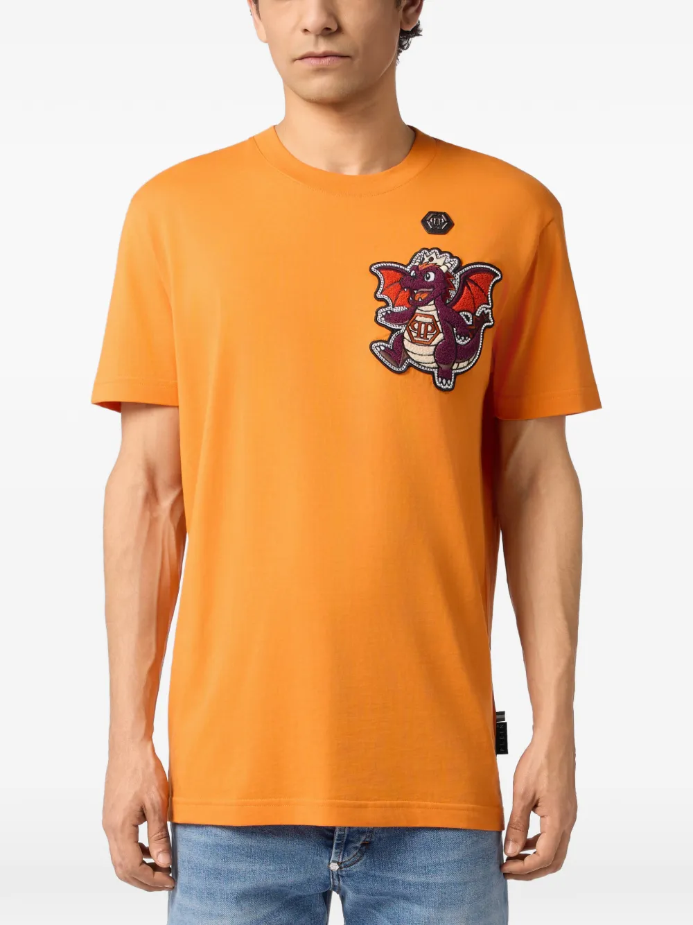 Philipp Plein T-shirt met draak patch Oranje