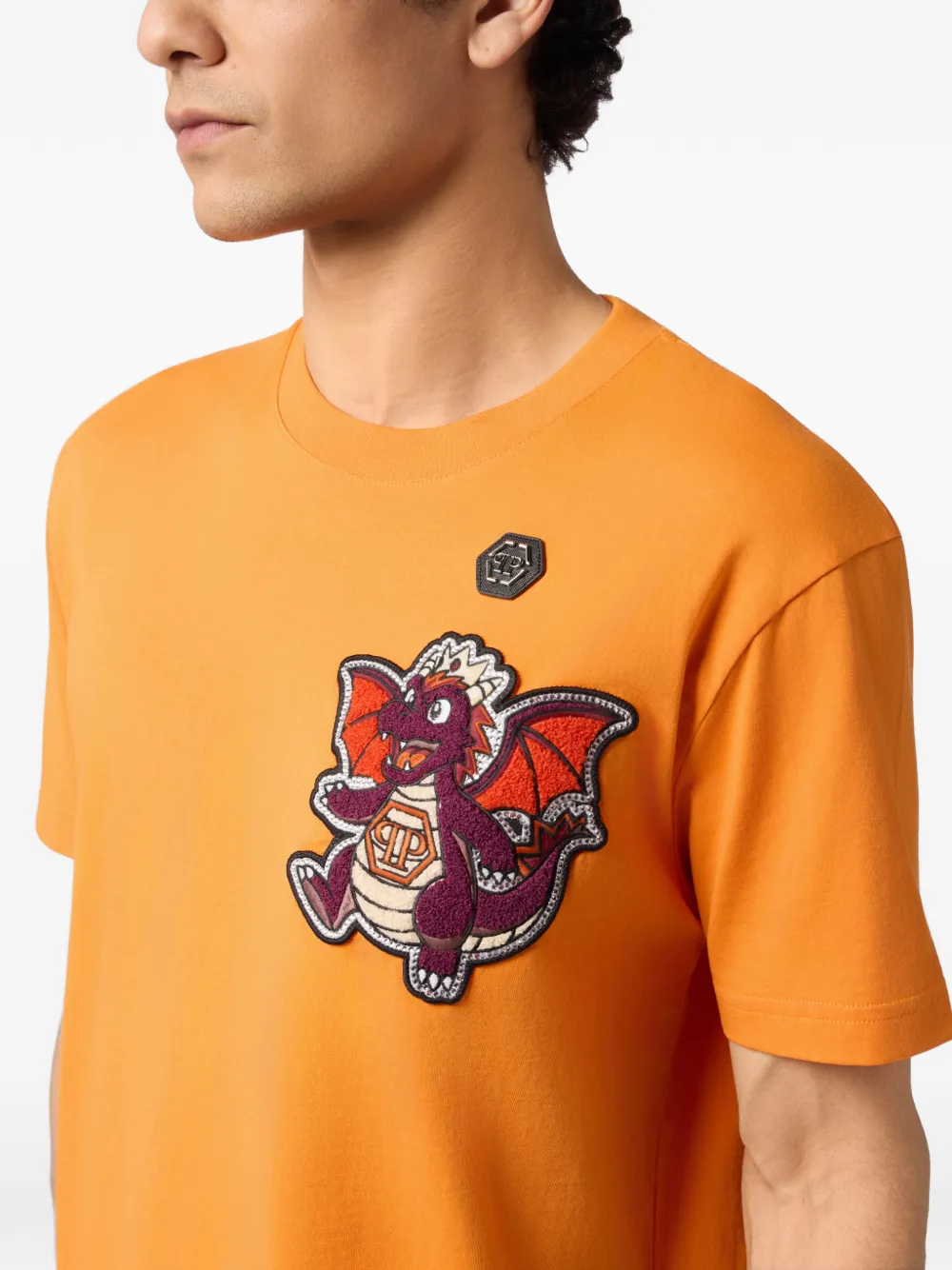 Philipp Plein T-shirt met draak patch Oranje