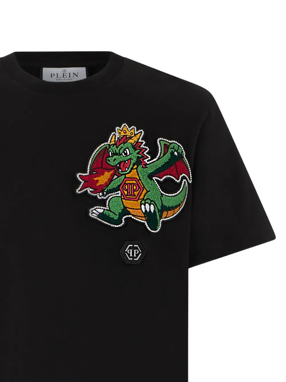 Philipp Plein T-shirt verfraaid met draak Zwart