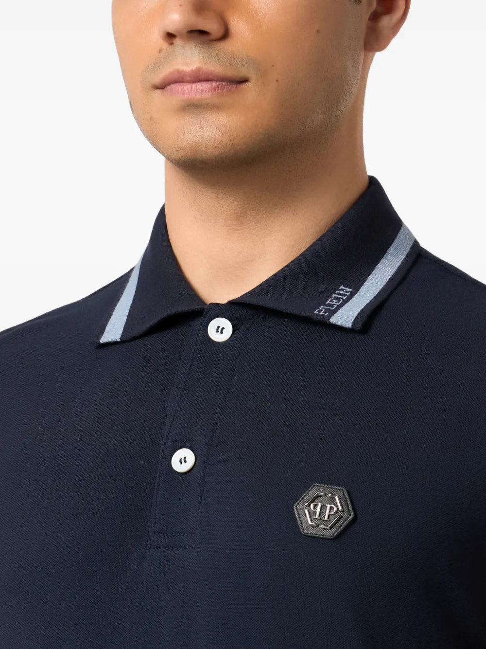 Philipp Plein Poloshirt met logoplakkaat Blauw