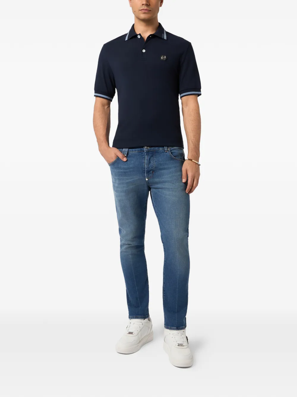 Philipp Plein Poloshirt met logoplakkaat Blauw