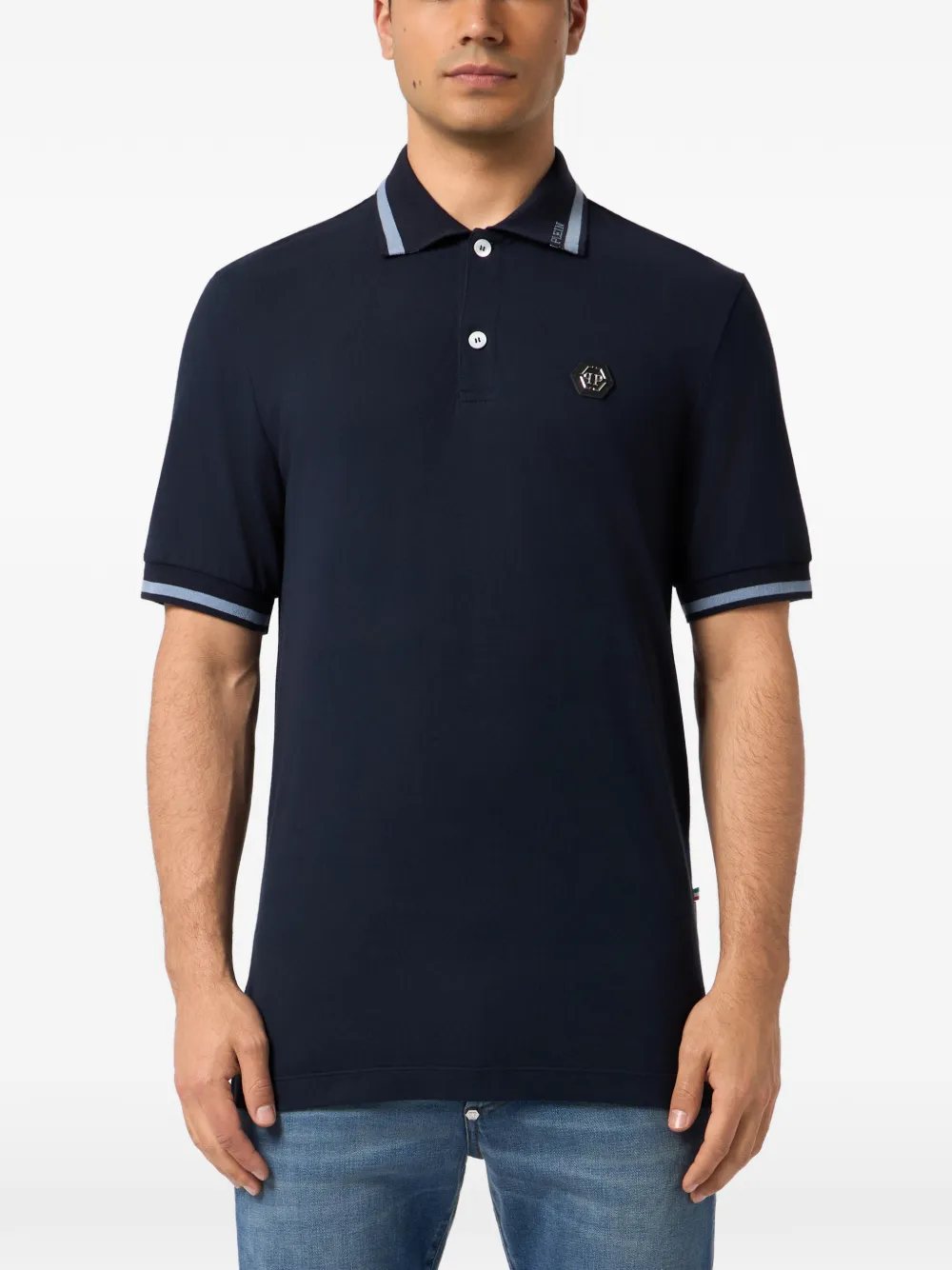 Philipp Plein Poloshirt met logoplakkaat Blauw