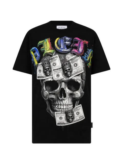 Philipp Plein round-neck T-shirt front Skull Dollar
