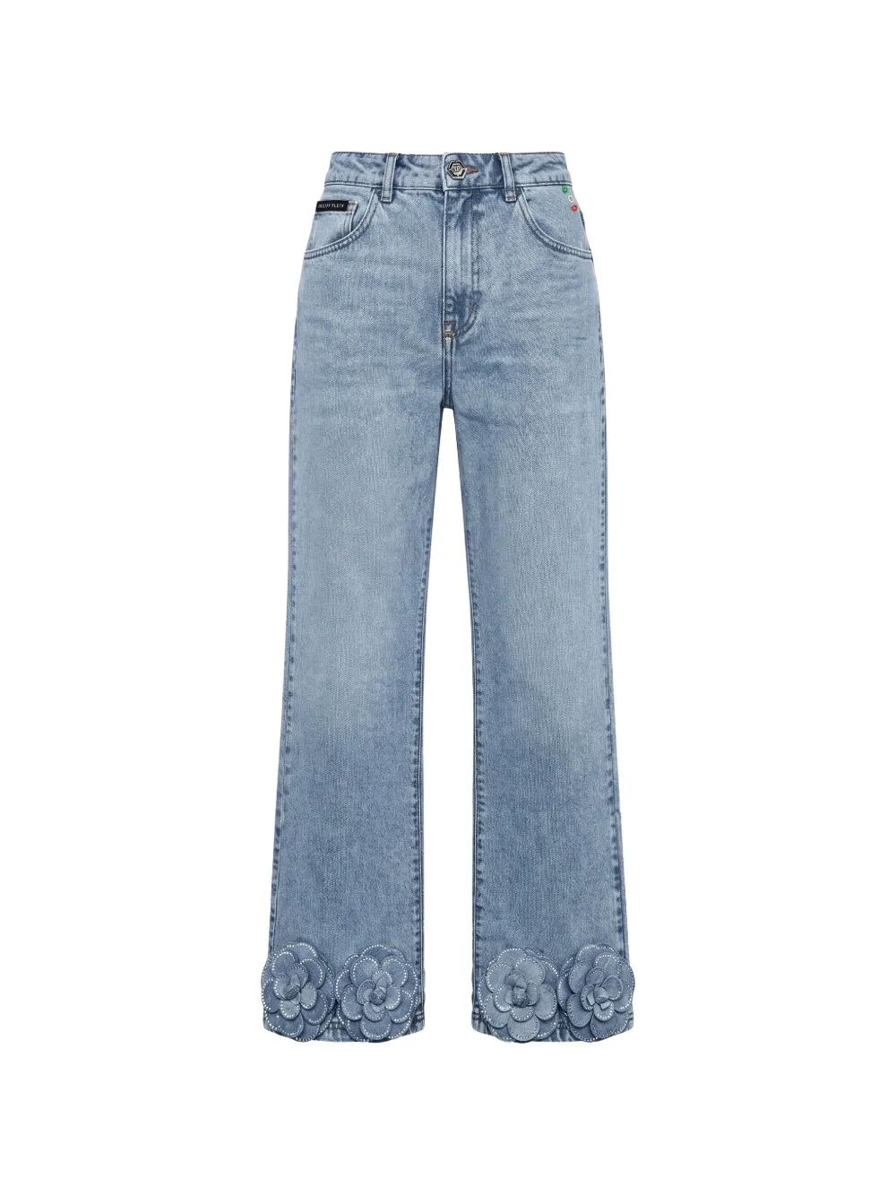 Philipp Plein Jeans mit Strass-Blumenapplikation - Blau
