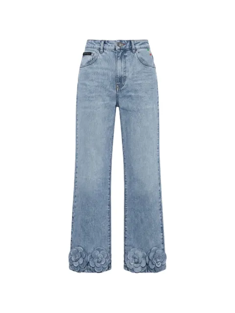 Philipp Plein jeans con apliques florales