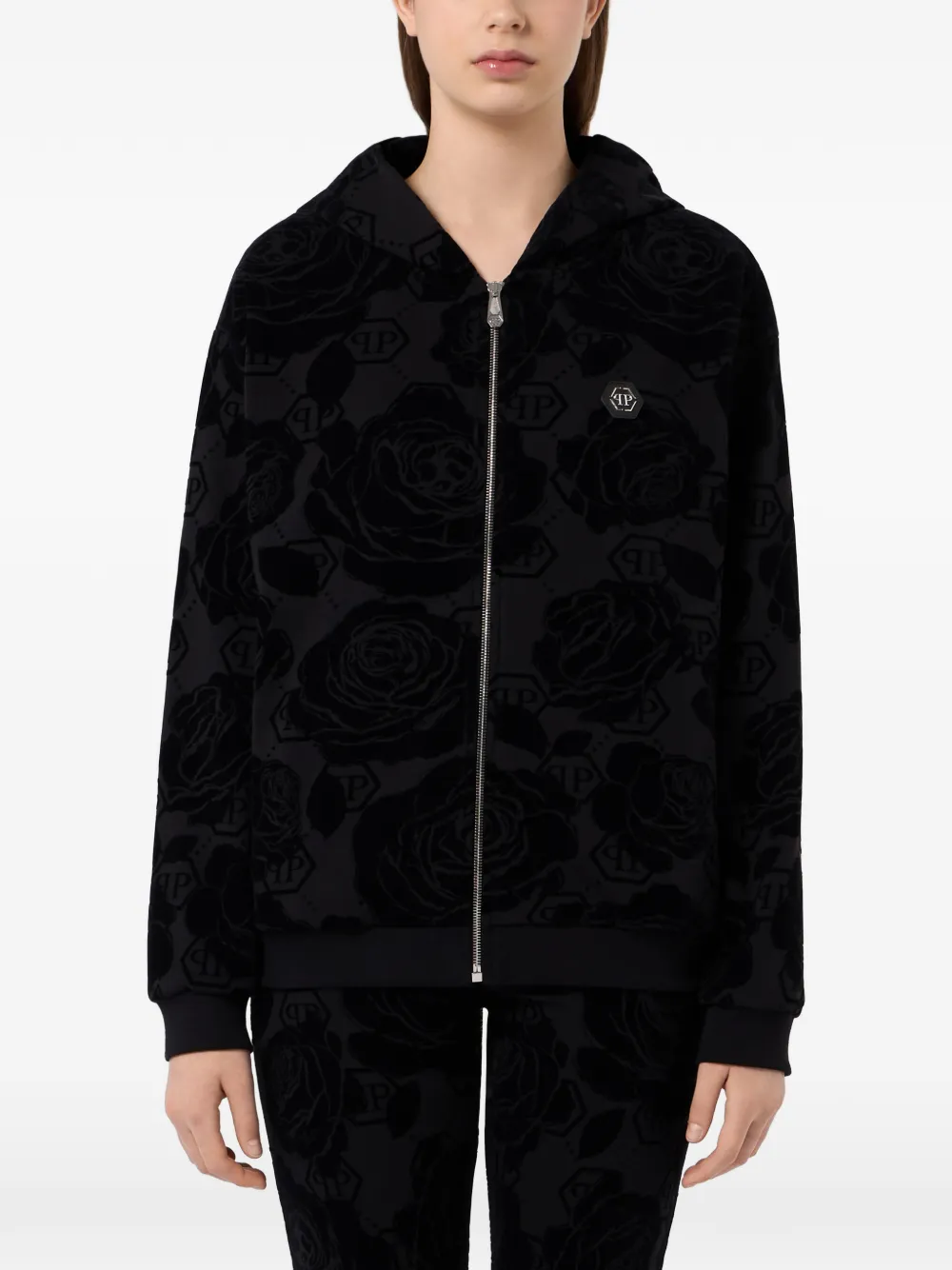 Philipp Plein Hoodie met monogram Zwart