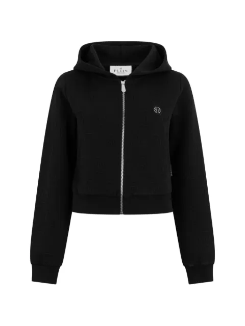 Philipp Plein hoodie con cierre y parche del logo