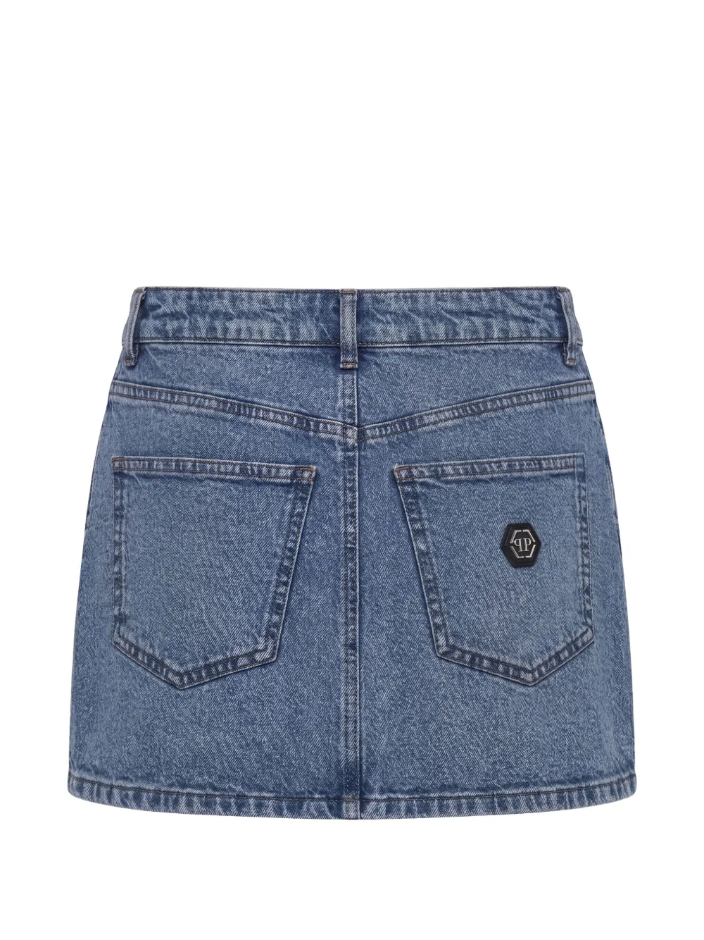 Philipp Plein Denim mini-rok met rozenstras Blauw