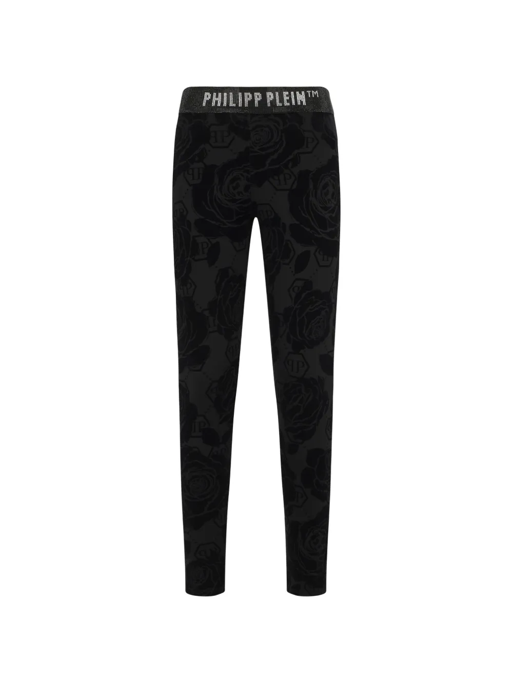 Philipp Plein Leggings Flock Flower con monogramma - Nero