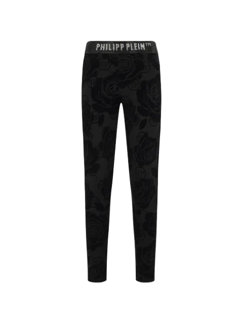 Philipp Plein Flock Flower monogram leggings