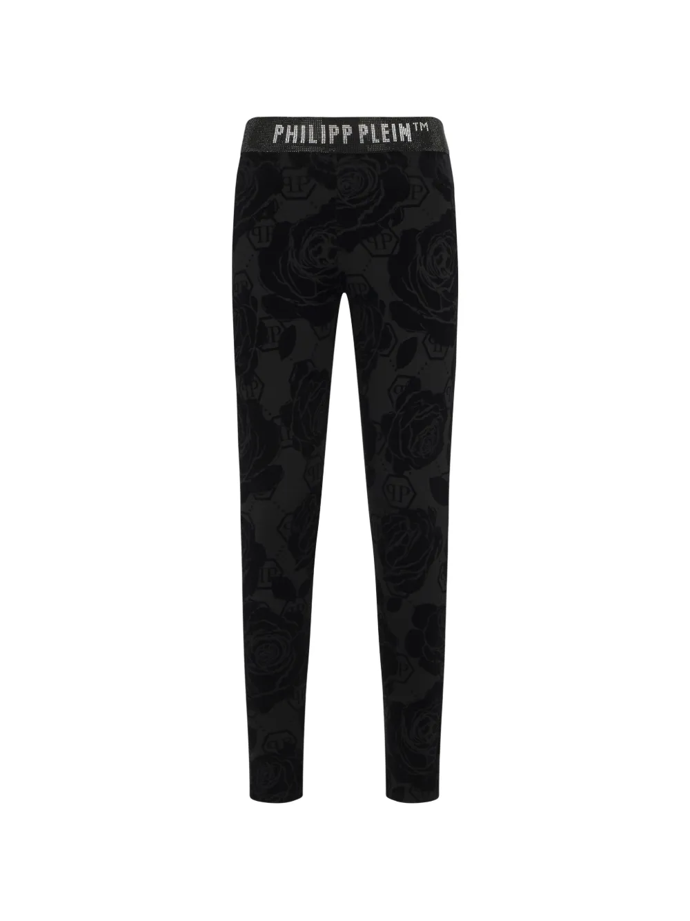 Philipp Plein Flock Flower legging met monogram Zwart