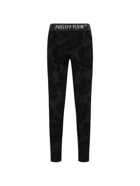 Philipp Plein flock flower monogram leggings