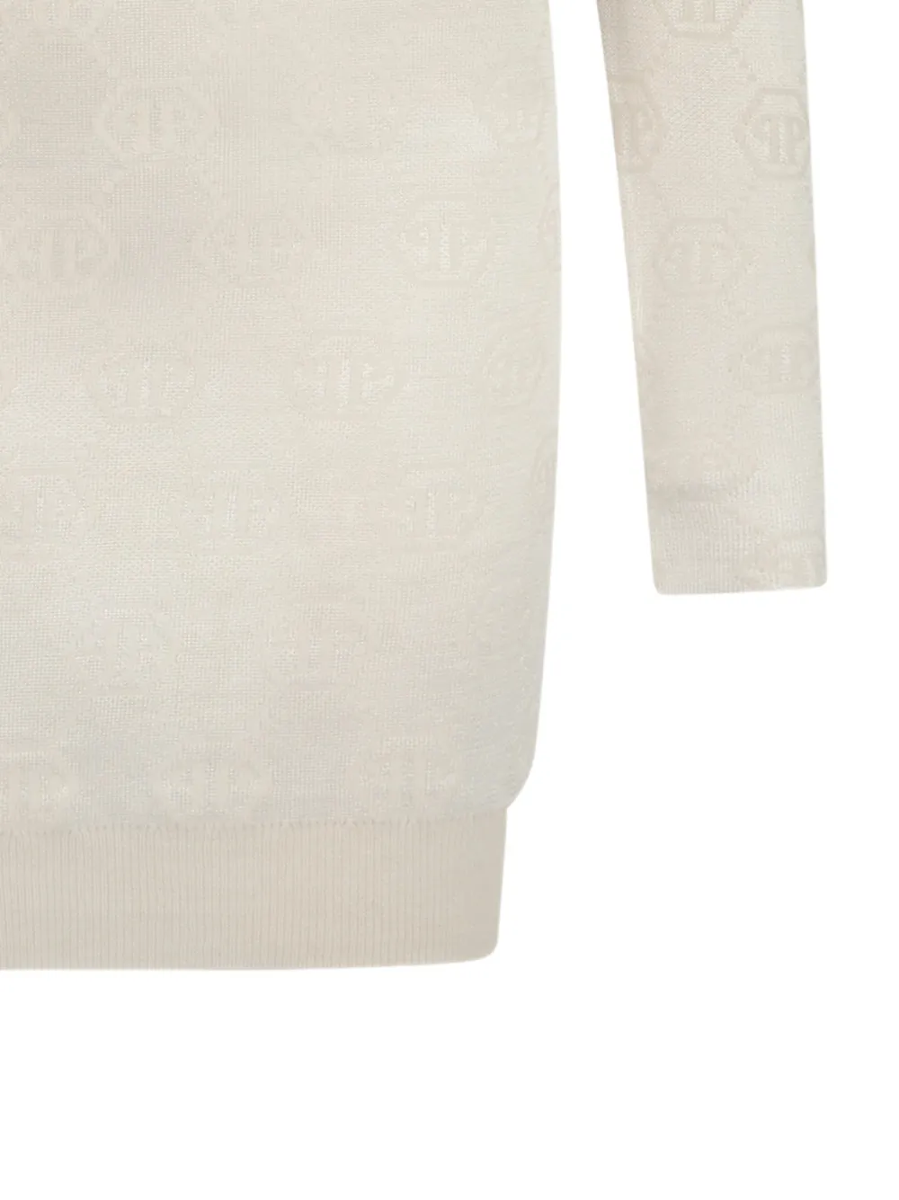 Philipp Plein Mini-jurk met monogram en lange mouwen Beige