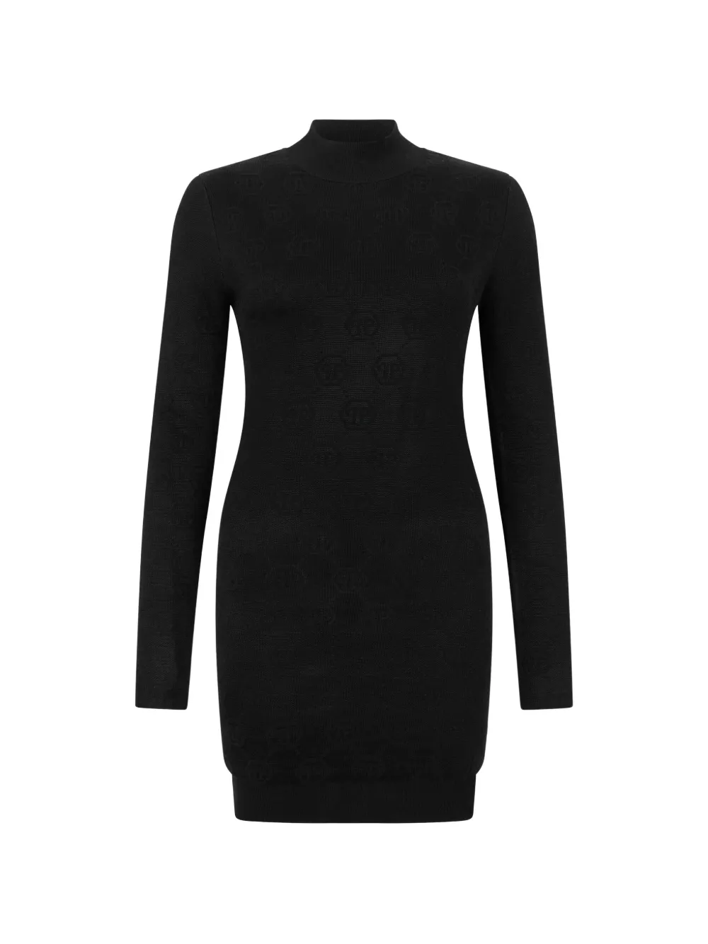 Philipp Plein Abito corto a maniche lunghe con monogramma - Nero