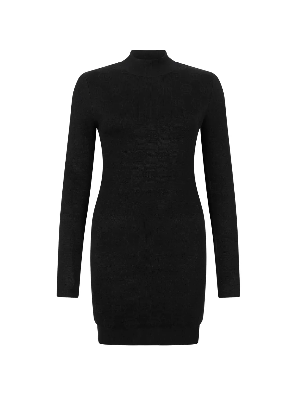 Philipp Plein Abito corto a maniche lunghe con monogramma - Nero