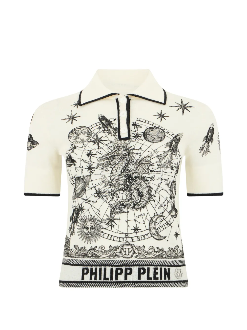 Philipp Plein Zodiac-print polo shirt - White