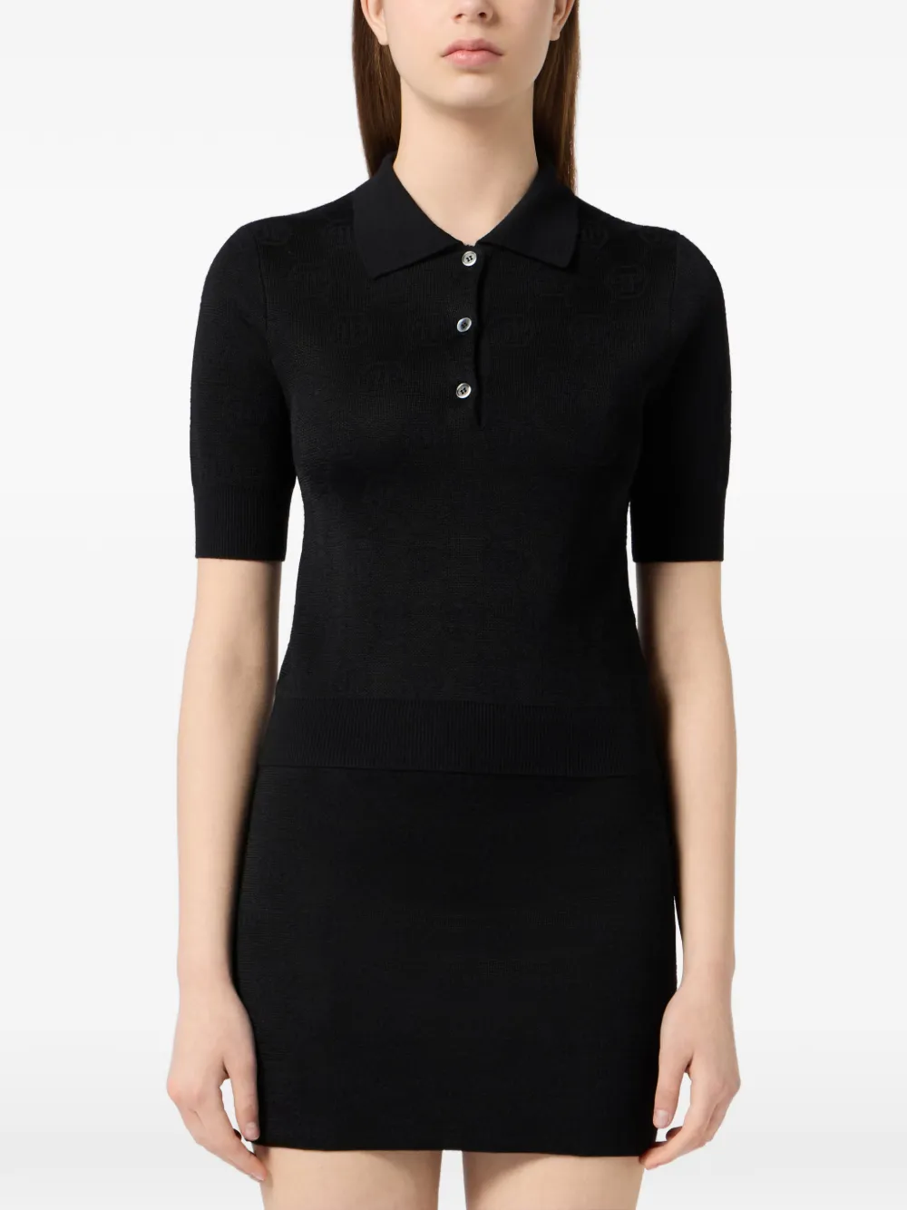 Philipp Plein Poloshirt met monogram-jacquard Zwart