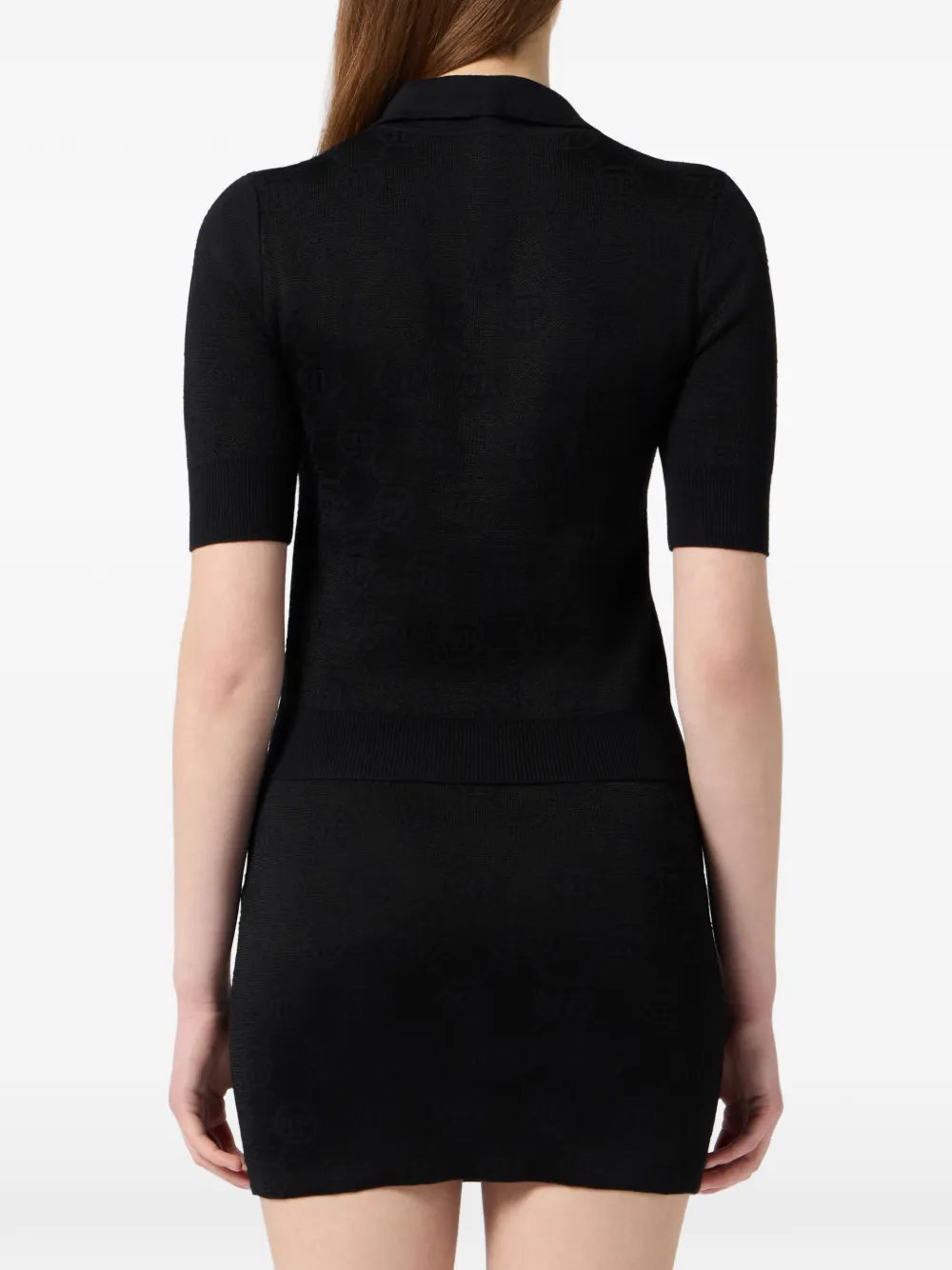 Philipp Plein Poloshirt met monogram-jacquard Zwart