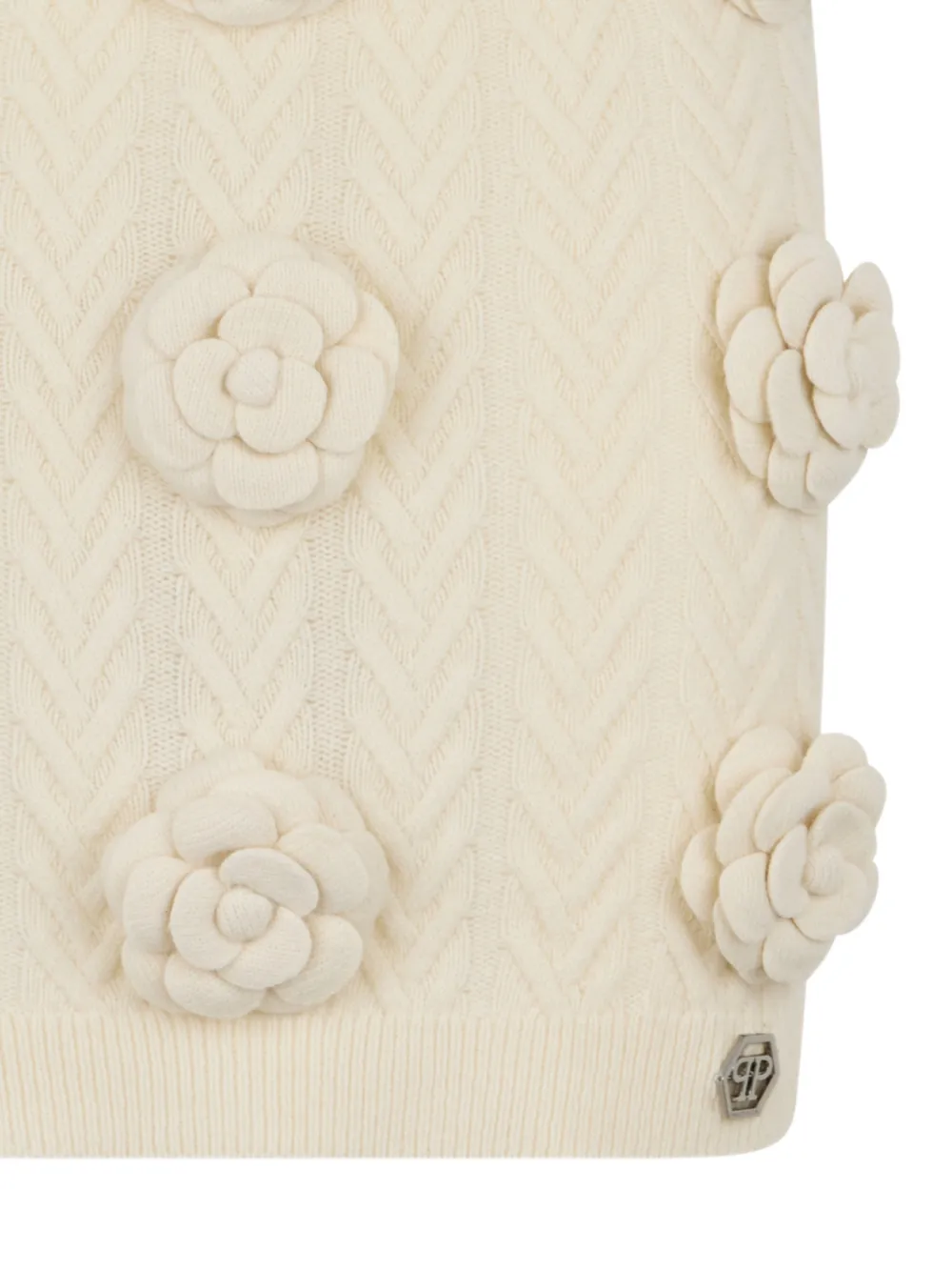 Philipp Plein Gebreide mini-rok met rozen Beige