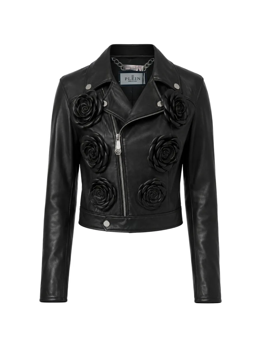Philipp Plein cropped biker jacket Flower - Nero