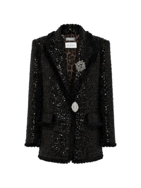 Philipp Plein tweed boyfriend's fit blazer paillettes