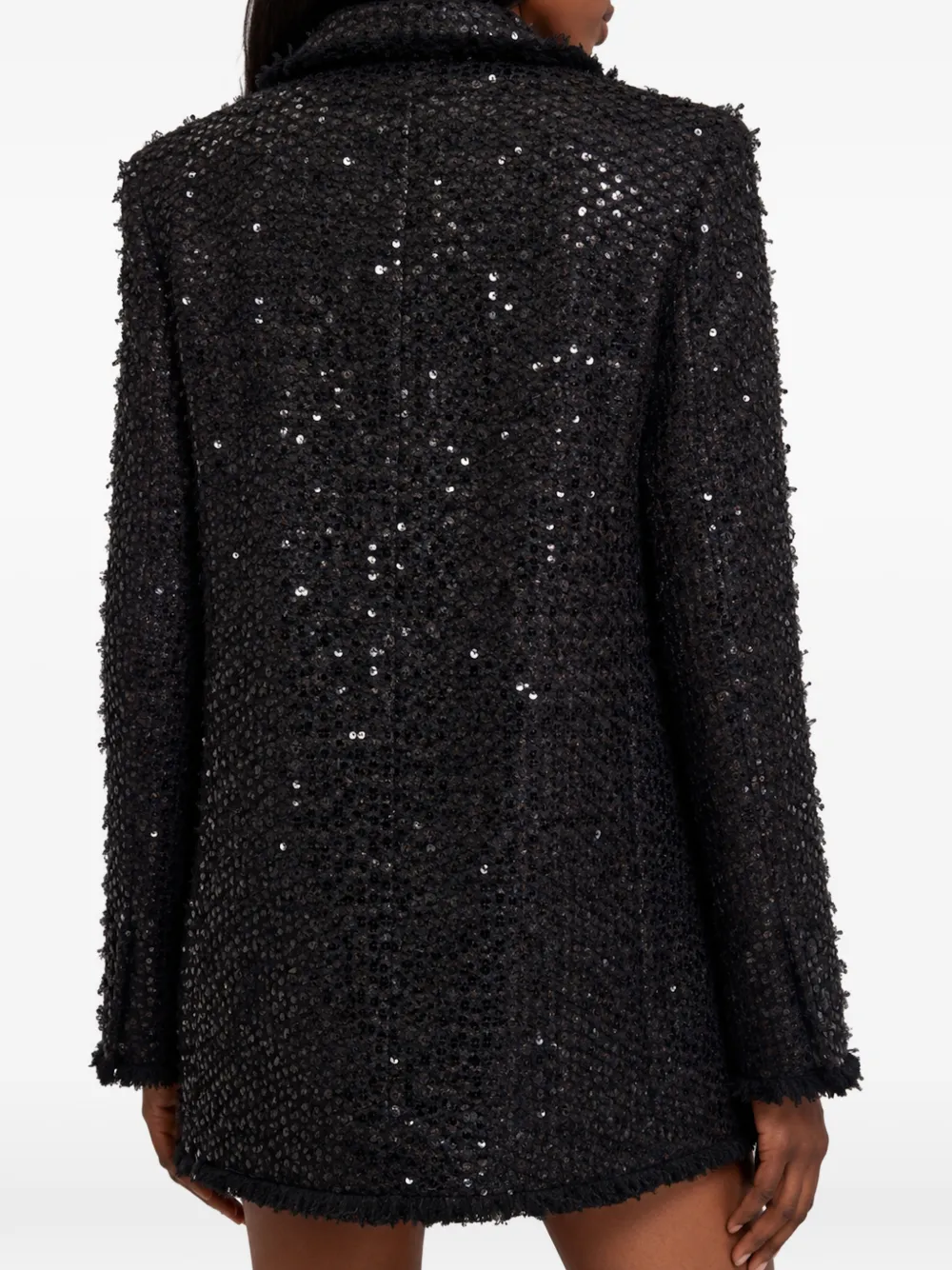 Philipp Plein Tweed boyfriend-fit blazer met pailletten Zwart
