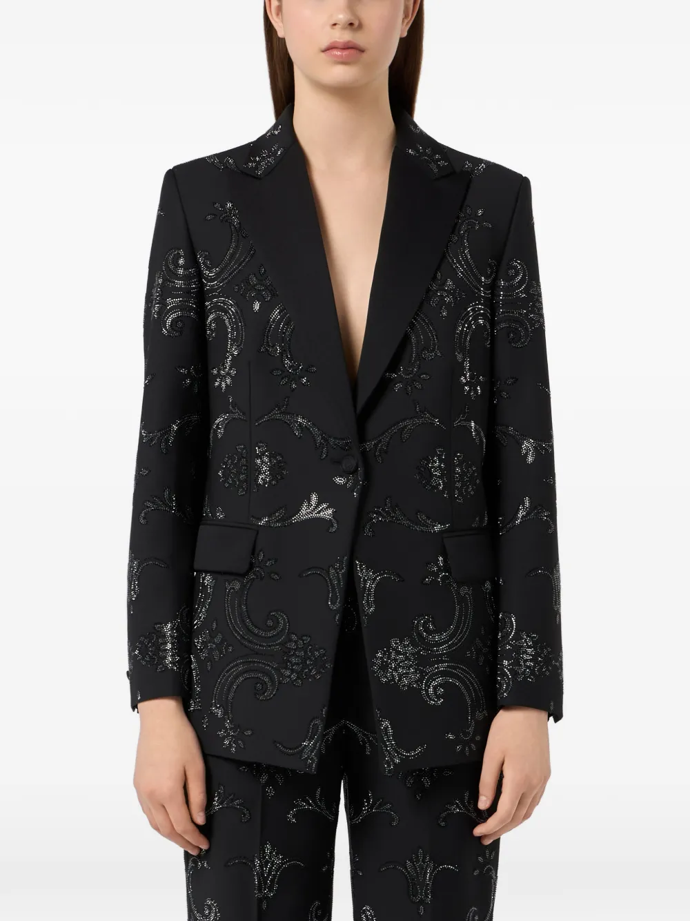 Philipp Plein Baroque blazer met stras Zwart