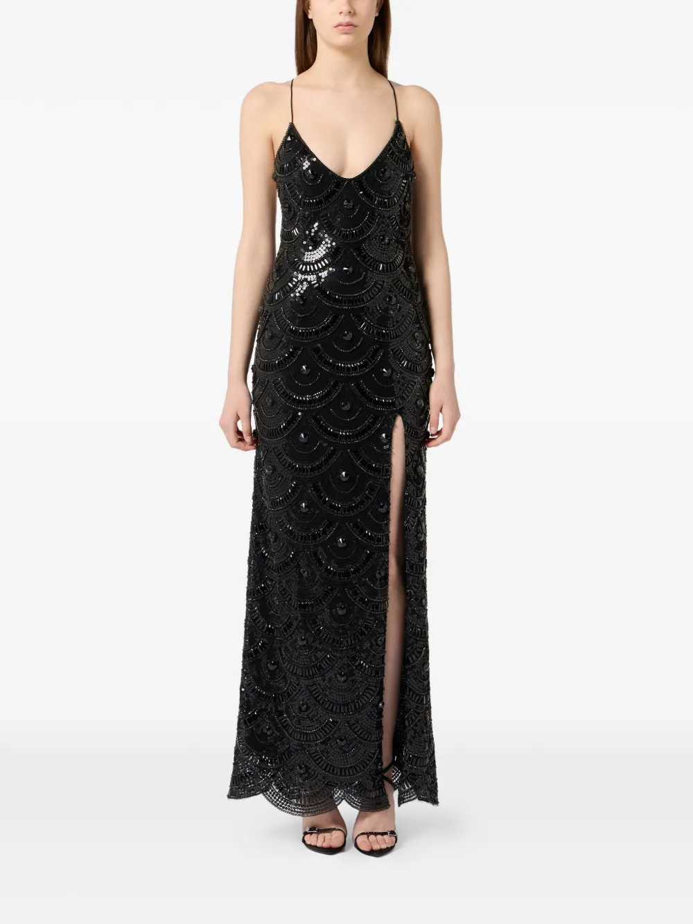 Philipp Plein Shiny Waves maxi-jurk met pailletten Zwart