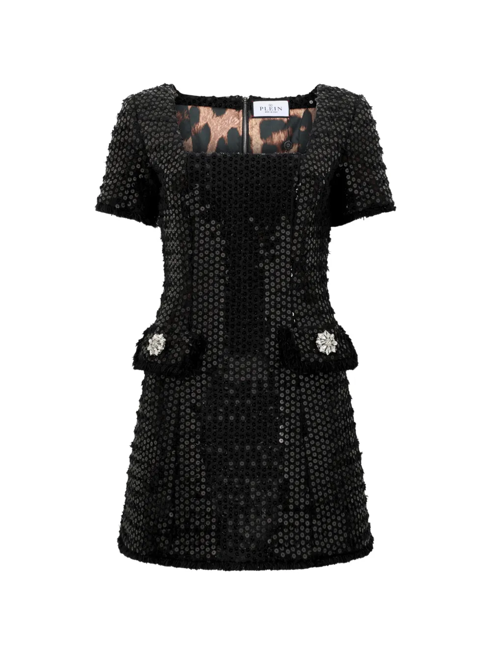 Philipp Plein Abito corto con paillettes - Nero