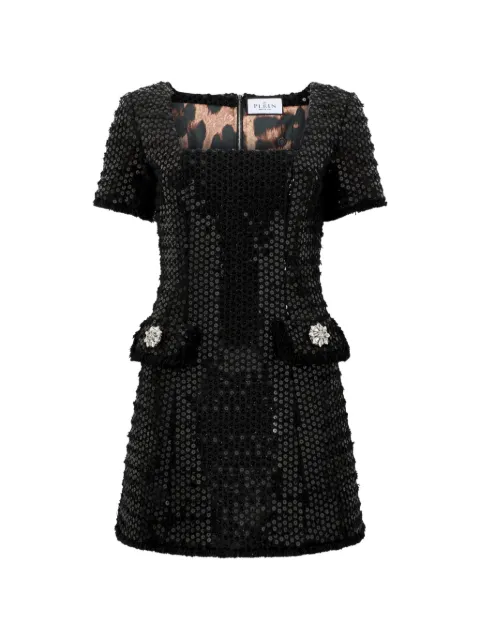 Philipp Plein Vestido de tweed com aplicação de paetês