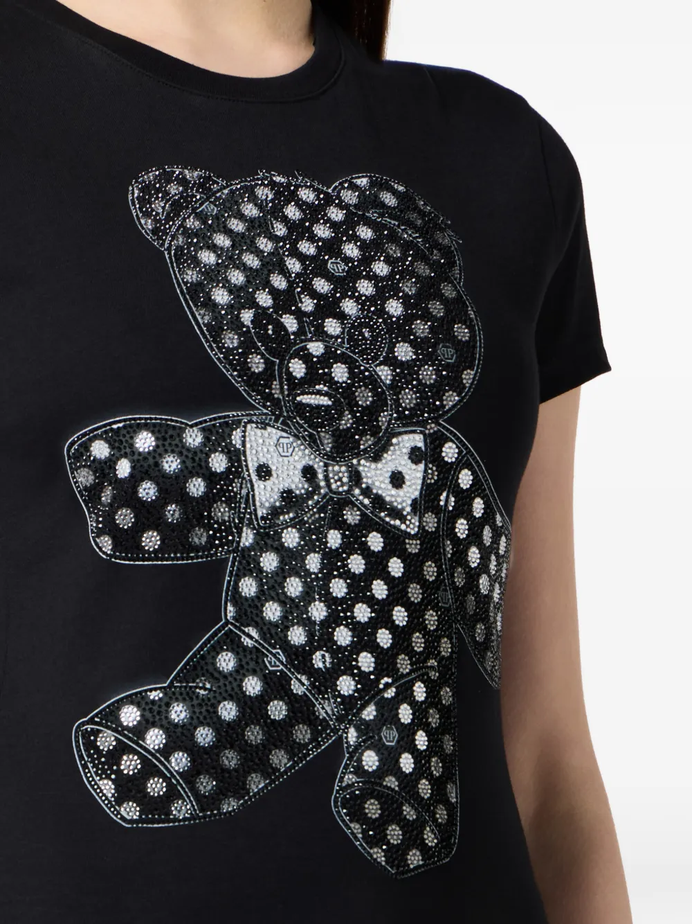 Philipp Plein Teddy T-shirt verfraaid met stras Zwart