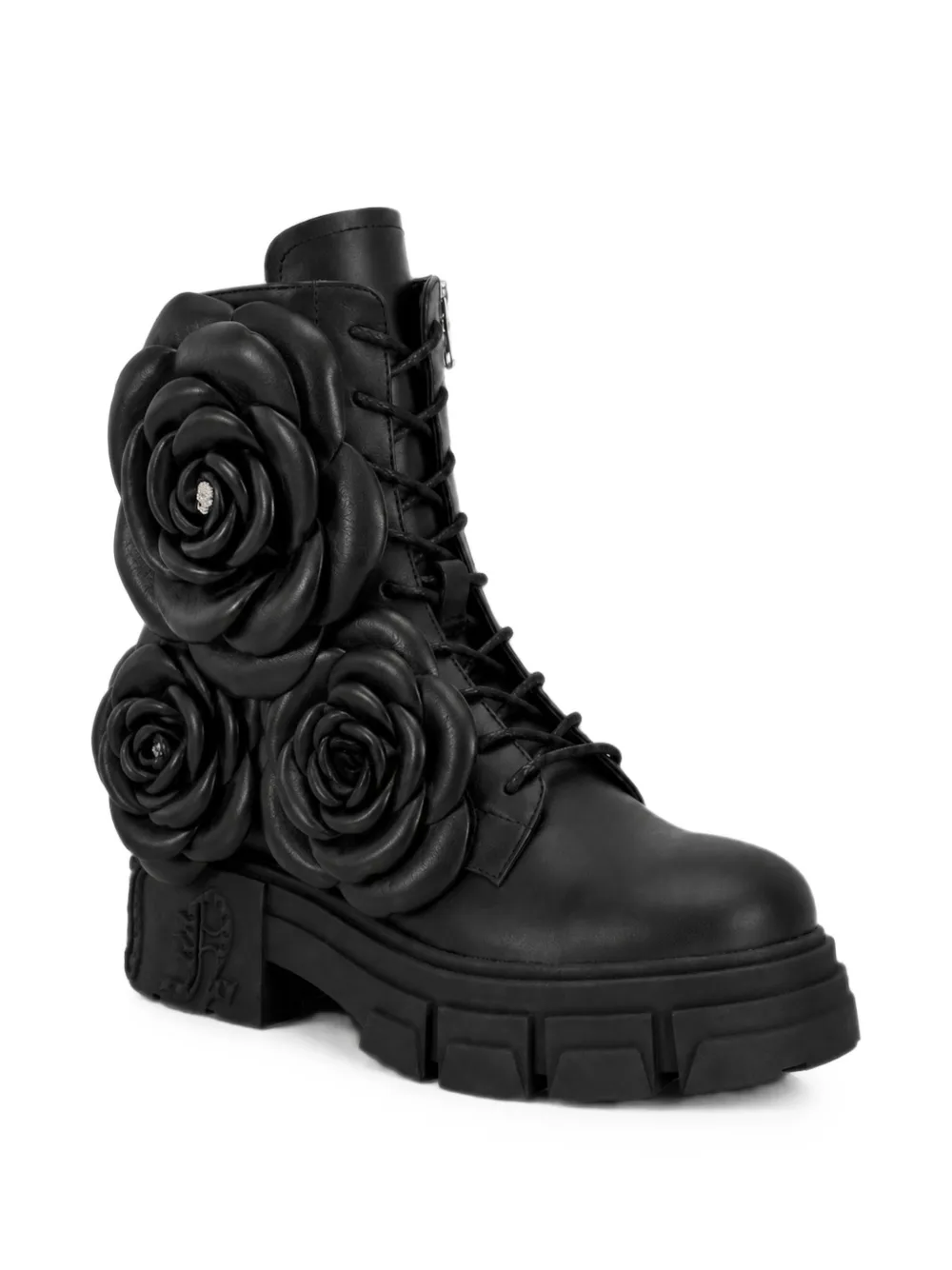 Philipp Plein Gothic Plein veterlaarzen met bloemen Zwart