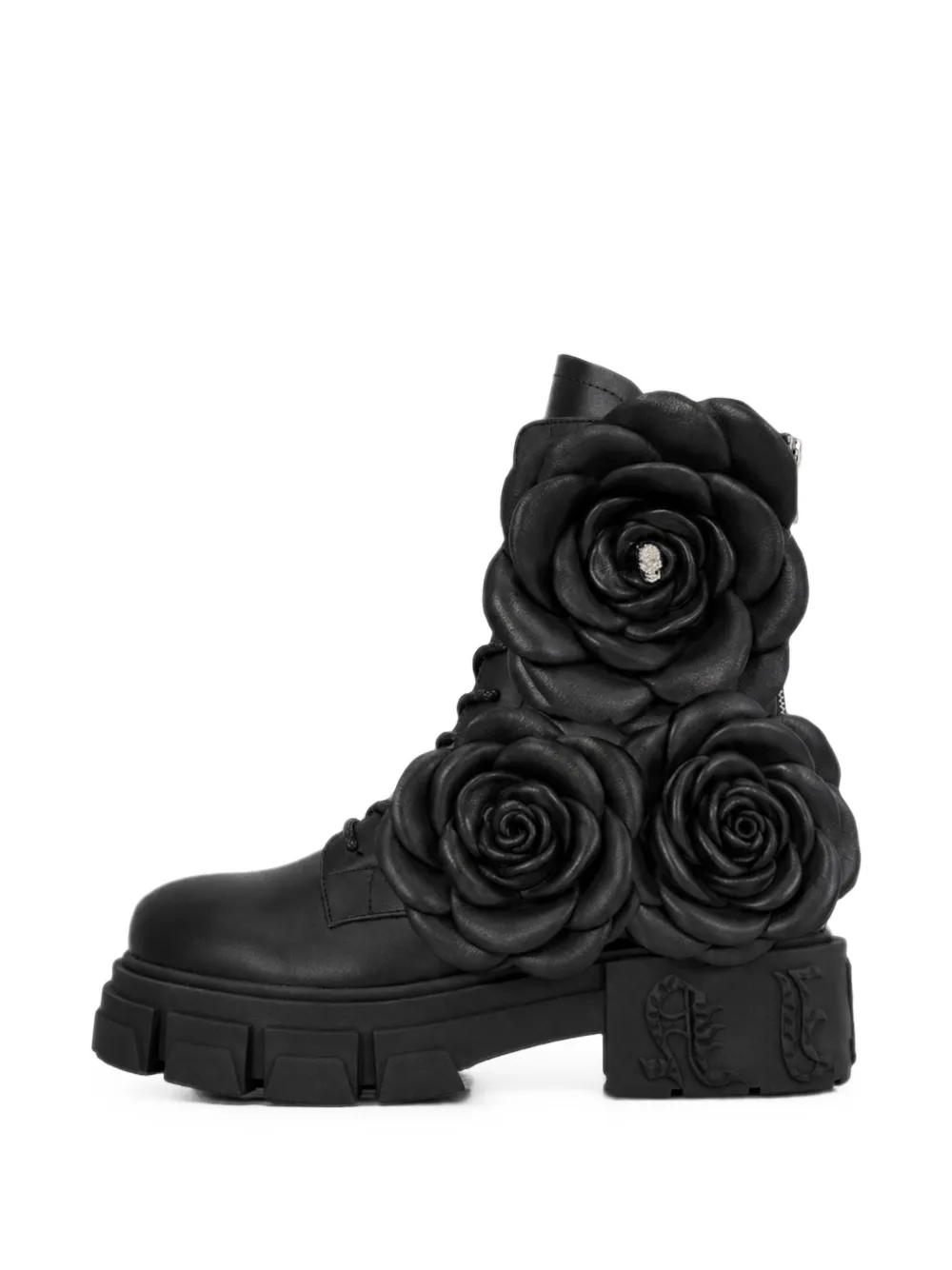 Philipp Plein Gothic Plein veterlaarzen met bloemen Zwart