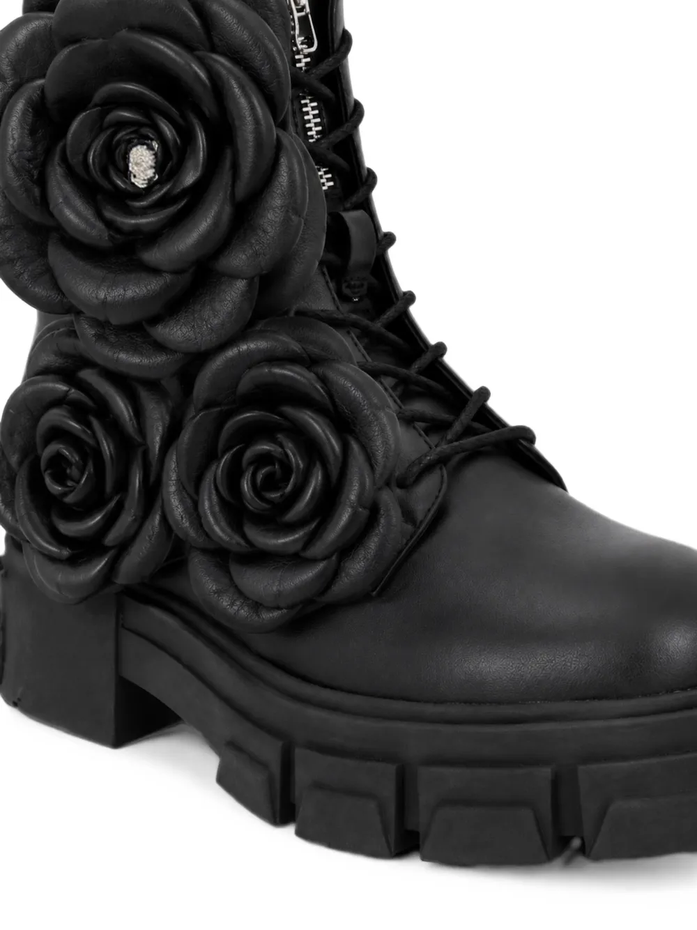 Philipp Plein Gothic Plein veterlaarzen met bloemen Zwart