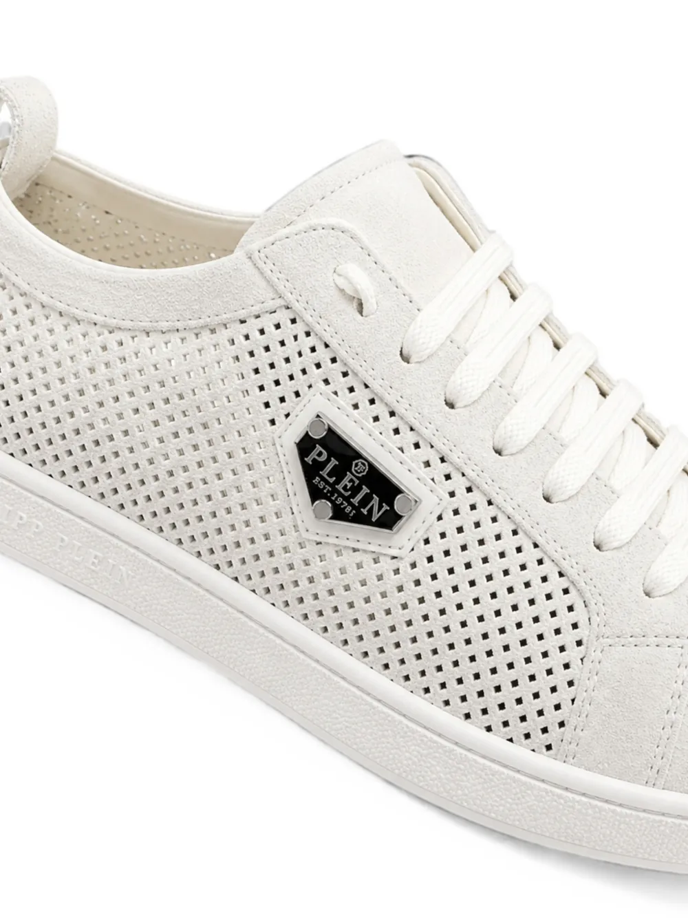 Philipp Plein perforated suede sneakers Beige