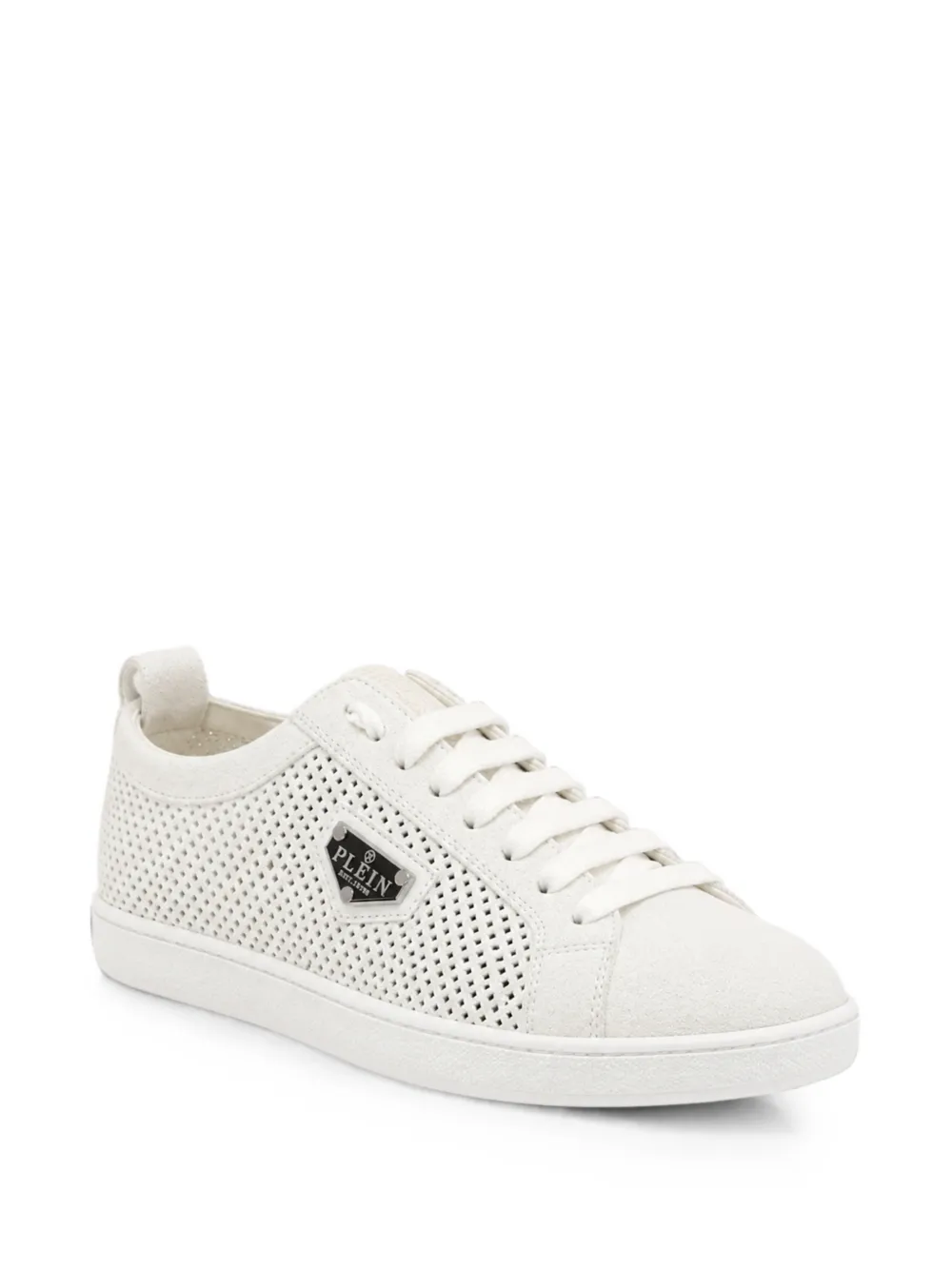 Philipp Plein perforated suede sneakers Beige