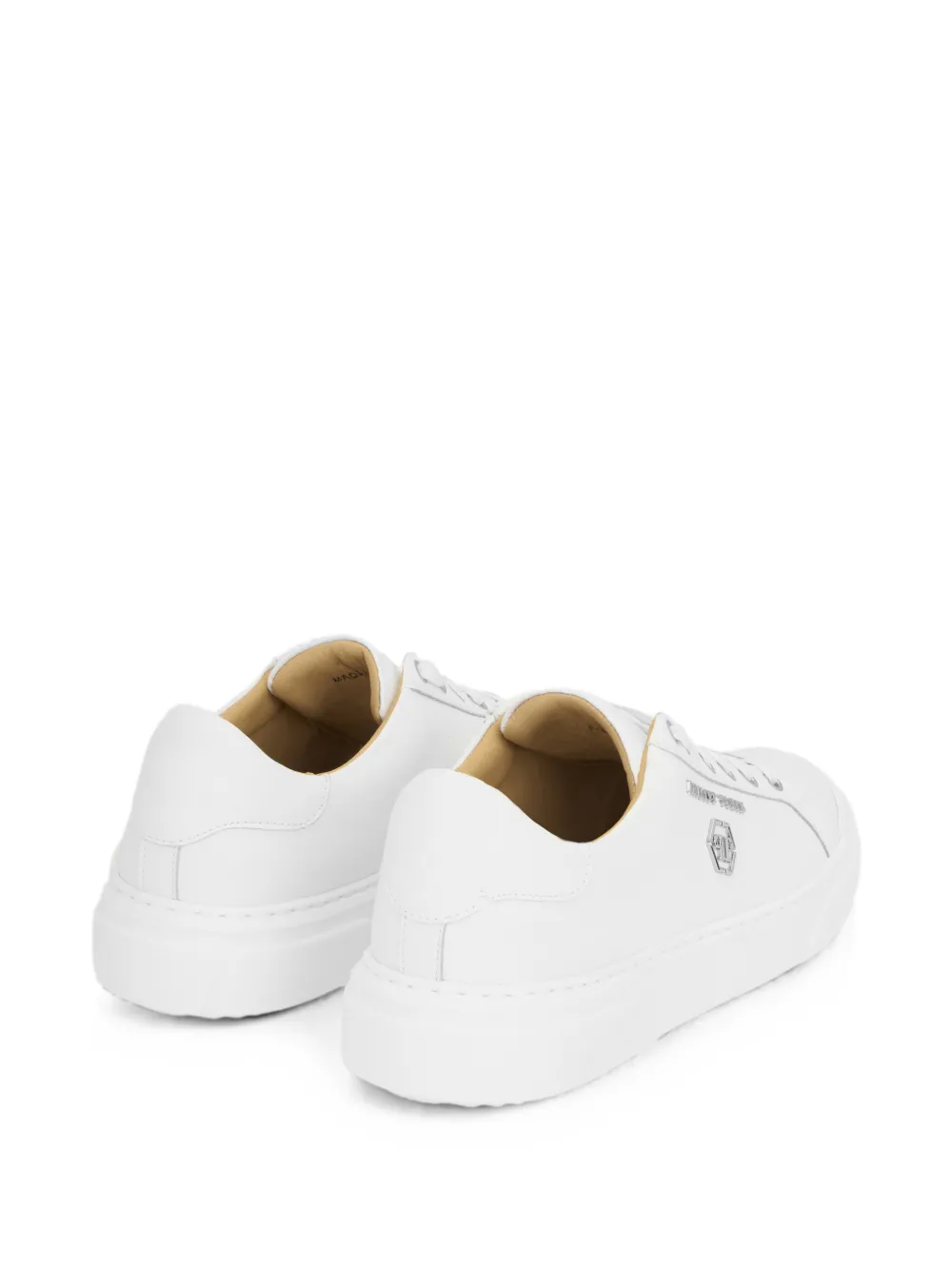 Philipp Plein leather lo-top sneakers Hexagon Wit