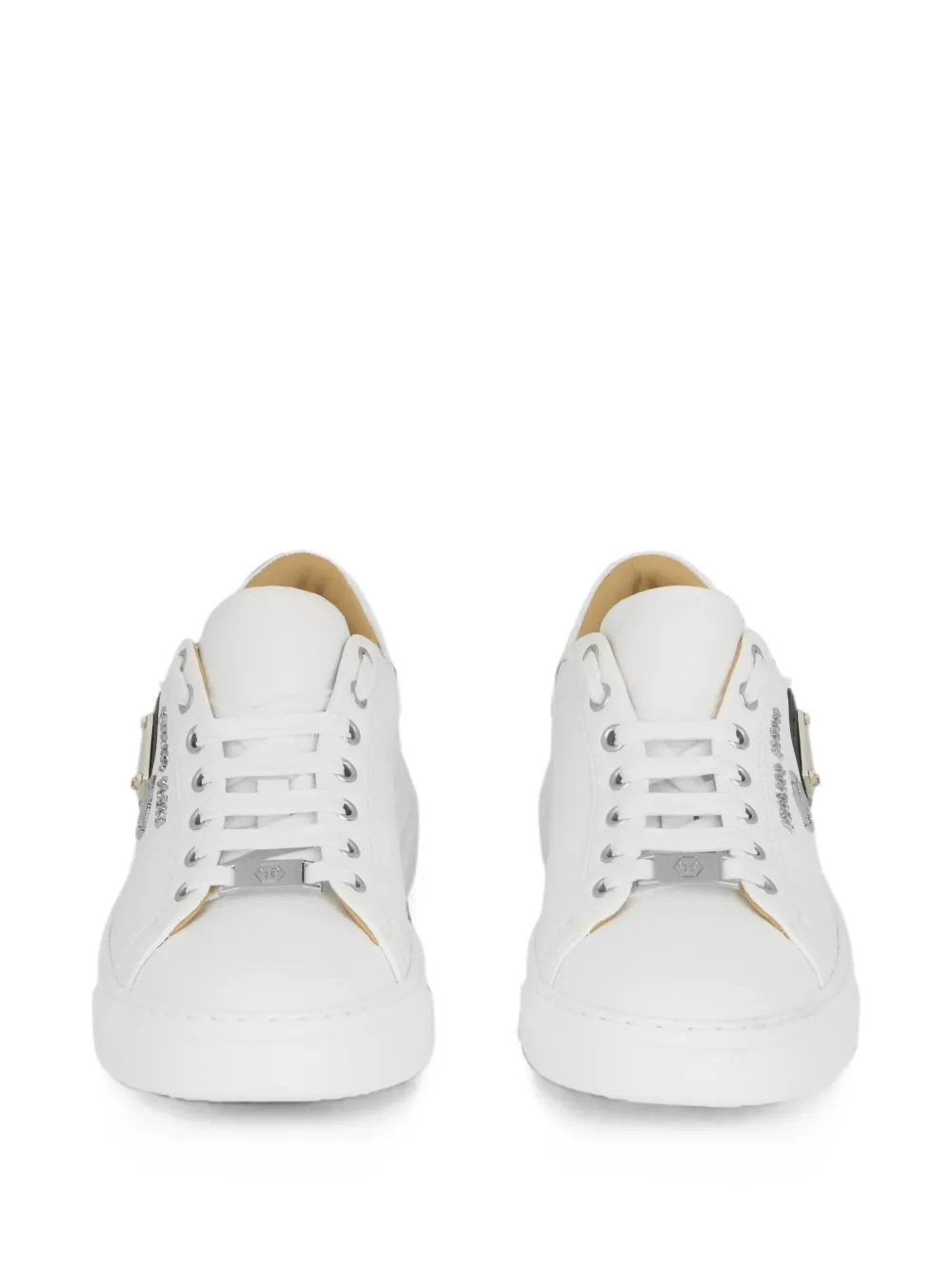 Philipp Plein leather lo-top sneakers Hexagon Wit