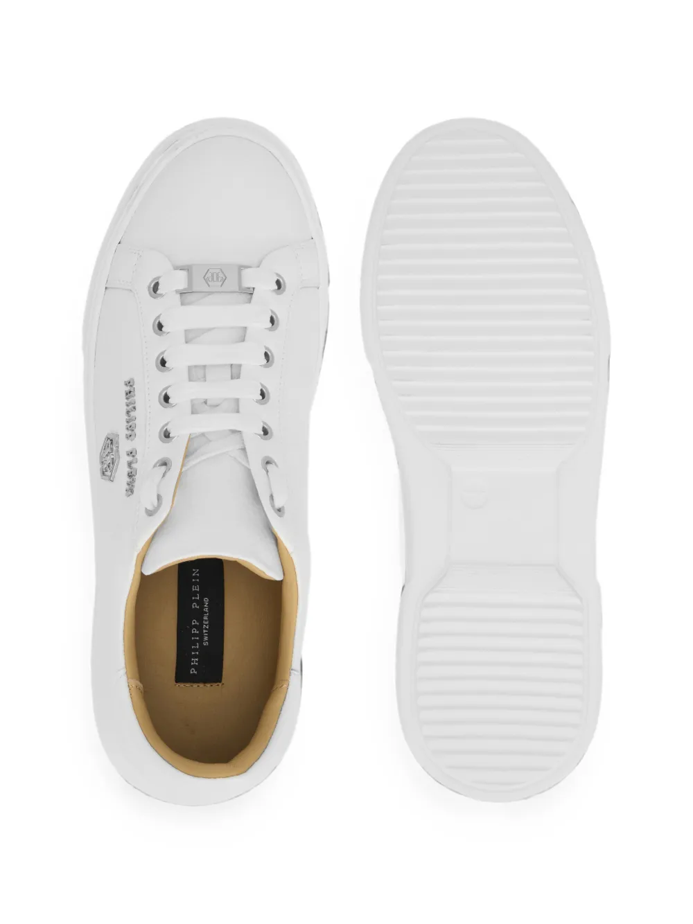 Philipp Plein leather lo-top sneakers Hexagon Wit
