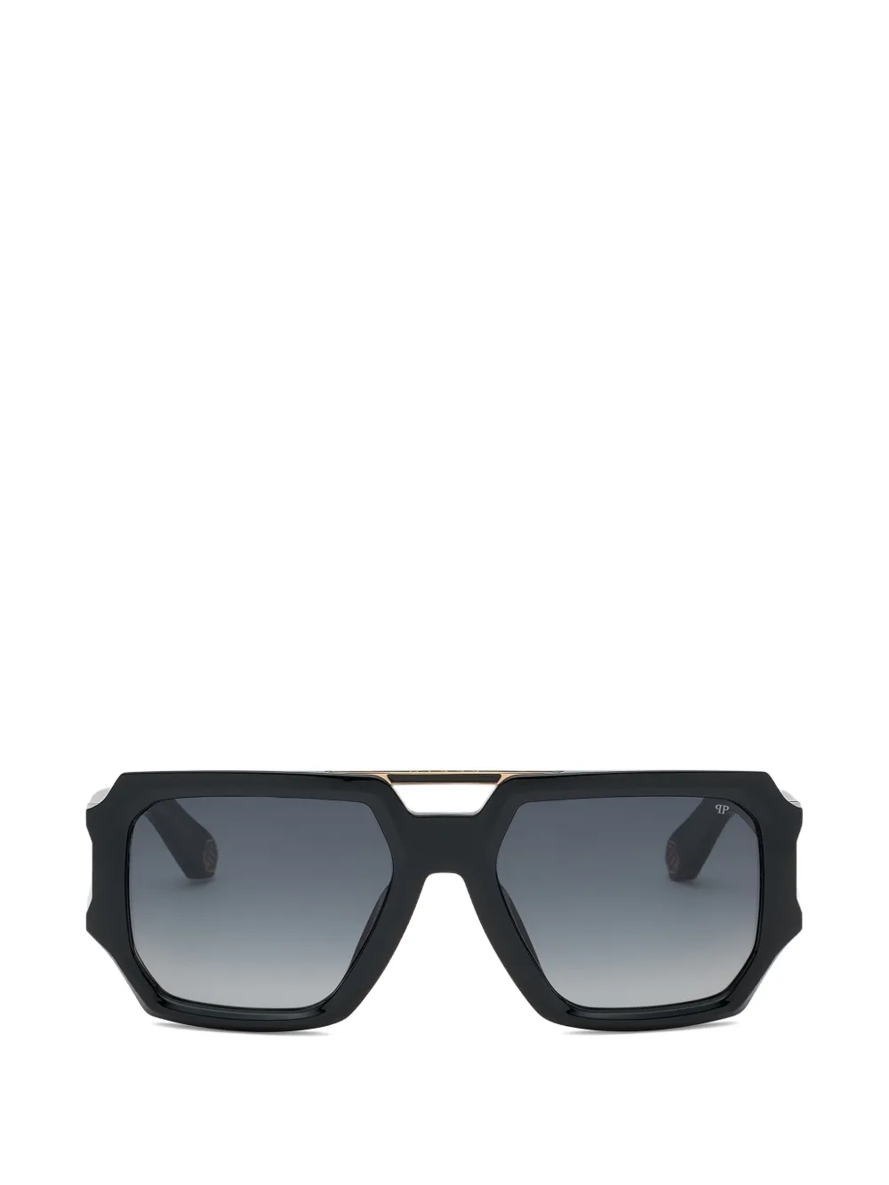 Philipp Plein Eyewear Brave gold-tone detailing geometric sunglasses - Schwarz