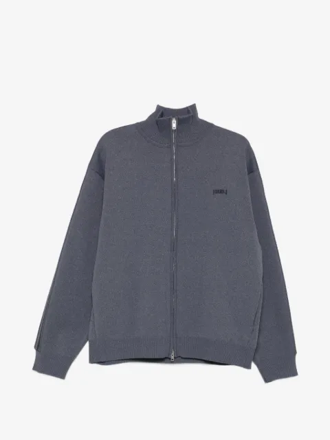 Juun.J striped-detail zip-up sweatshirt