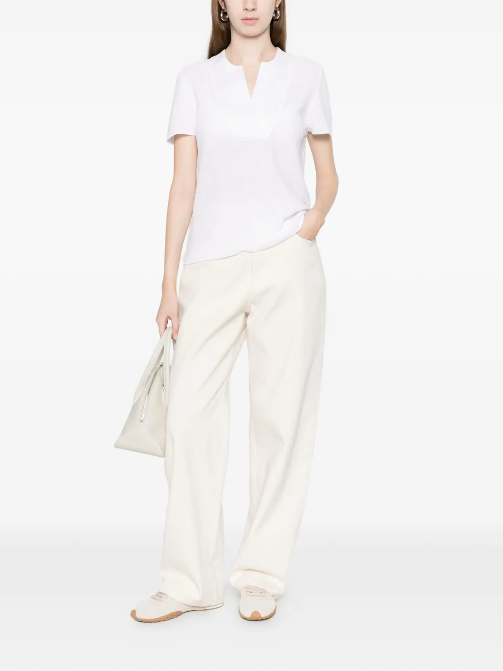  Amina Rubinacci Venezia V-neck Blouse - White 