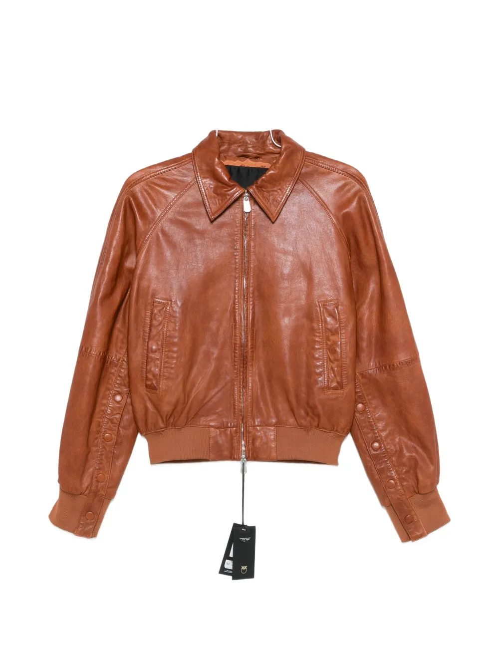 PINKO collared leather jacket - Marrone
