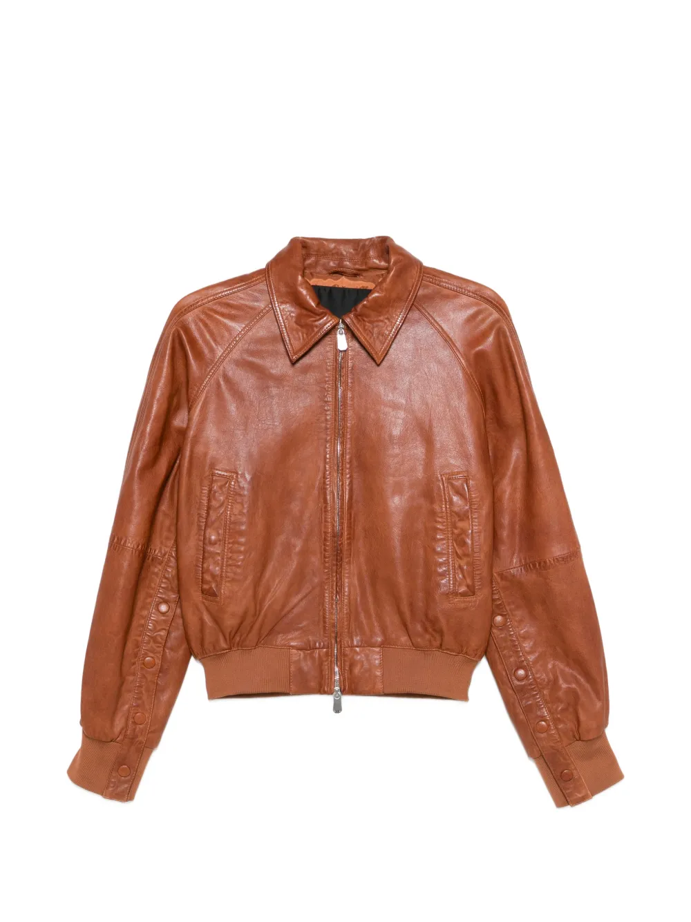 PINKO collared leather jacket - Marrone
