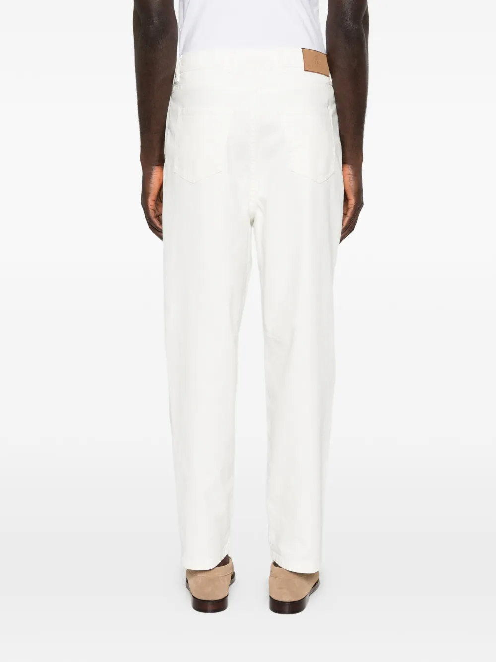 Pleated-Front Tapered Jeans