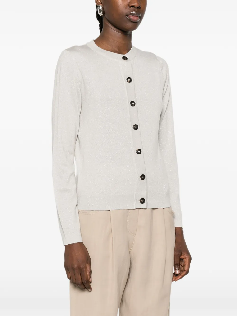 Brunello Cucinelli Metallic-thread Cardigan - Grey 
