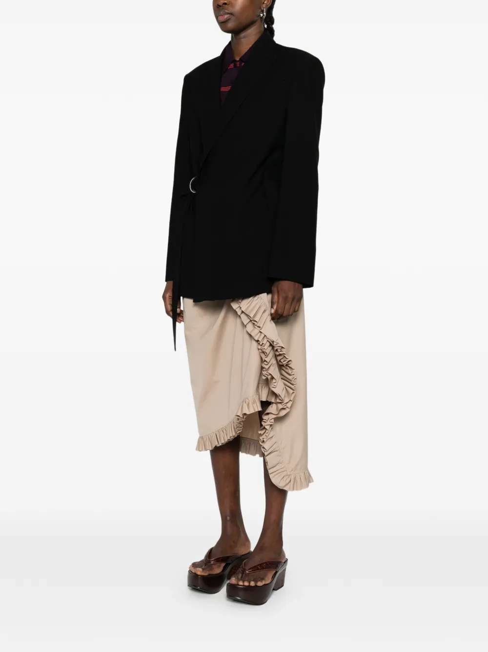  Loewe Buckled Wool Blazer - Black 
