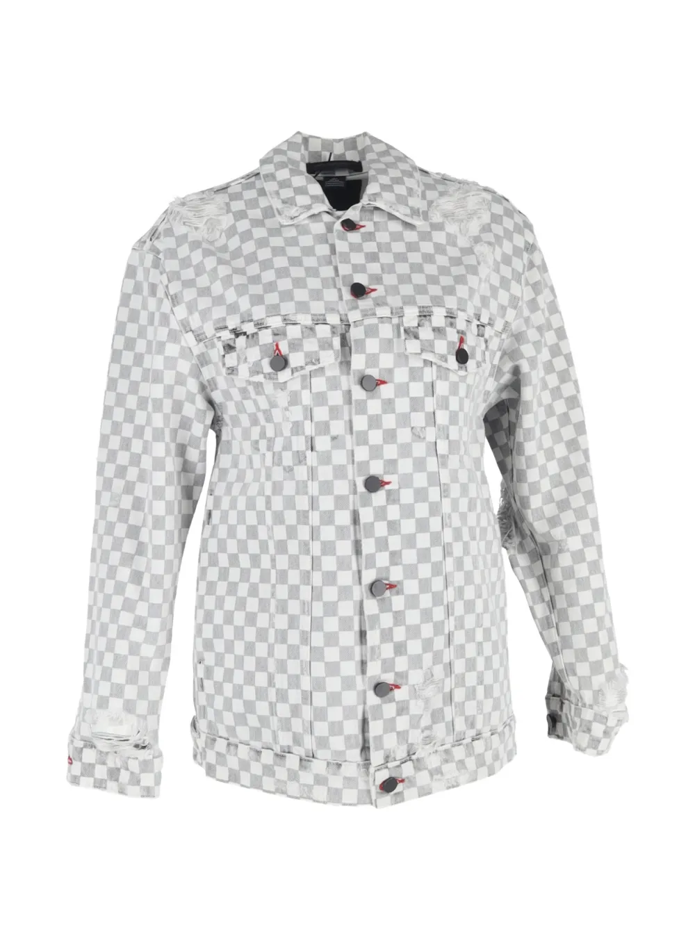Pre-Owned Alexander Wang checkerboard-pattern denim jacket - White